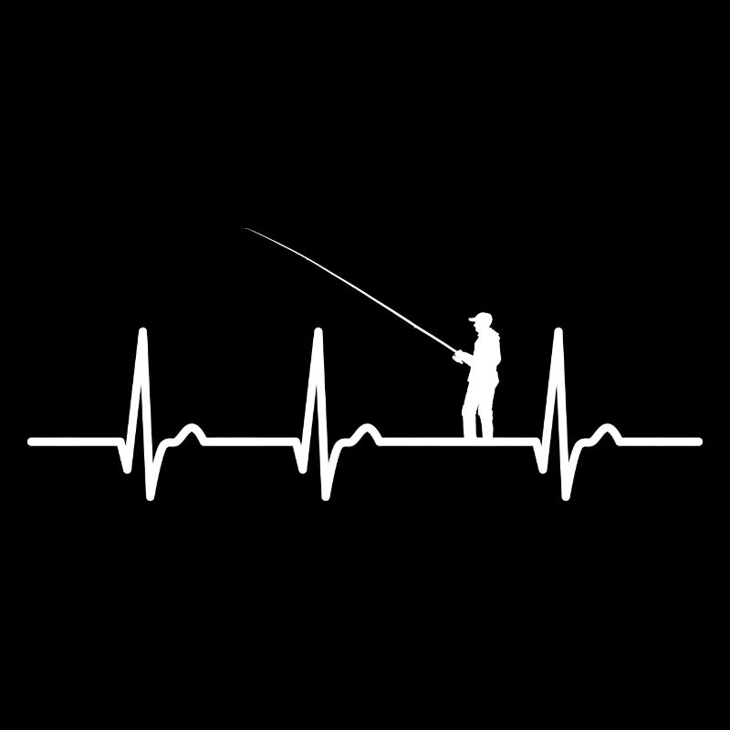 Courbe ECG - courbe cardiaque - pouls - pêche - canne à pêche