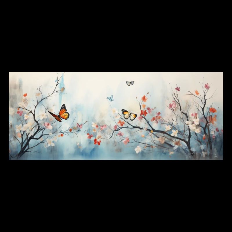 Paysage avec papillons