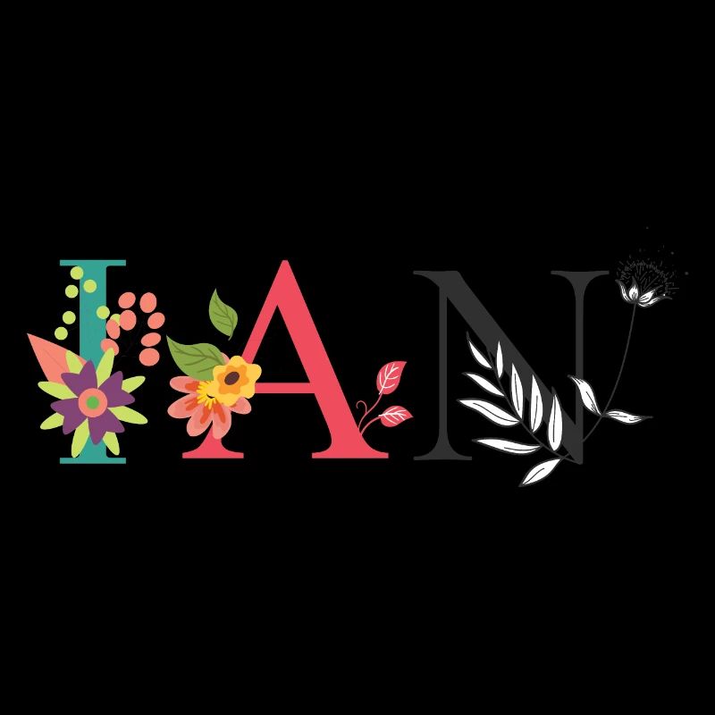 IAN Name Art avec des fleurs brodées