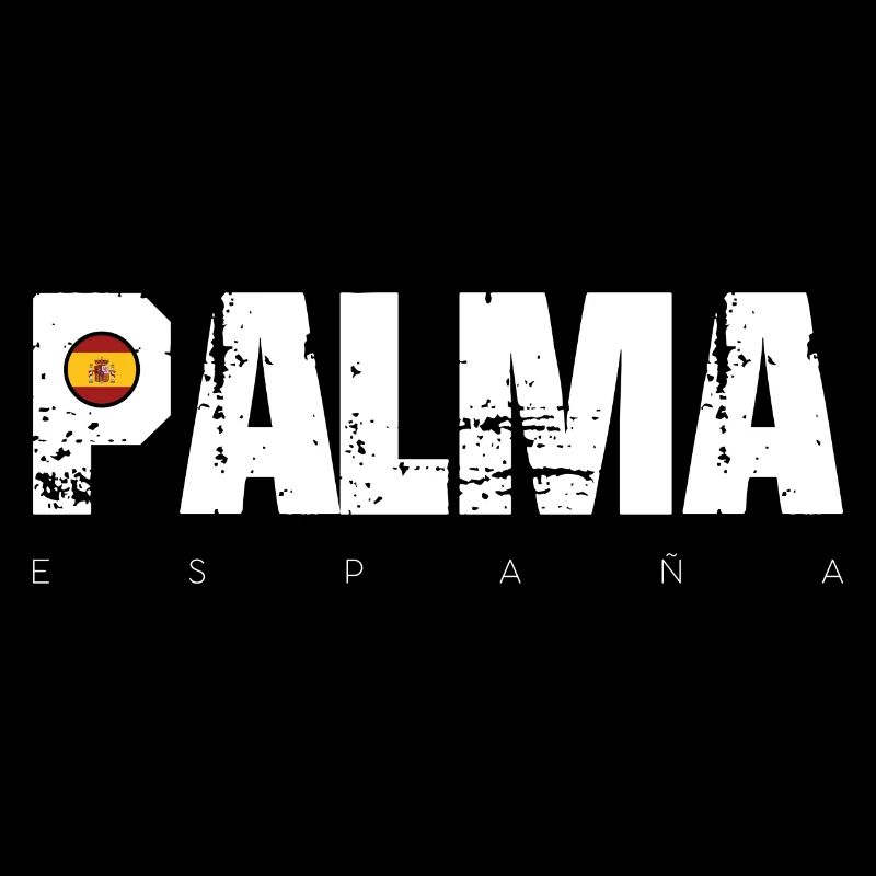 Palma Distressed Text with Spain Flag