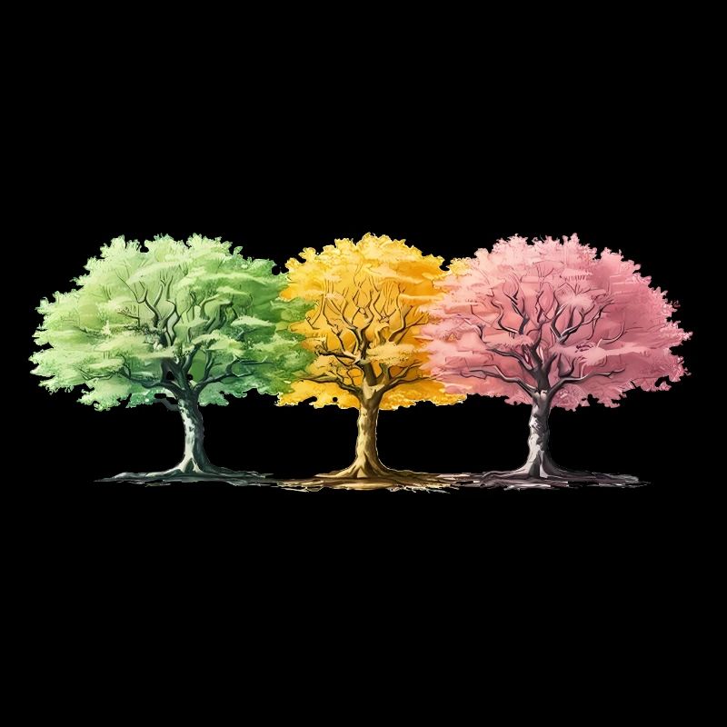 Bunte Bäume auch im Winter Sommer Frühling Baum