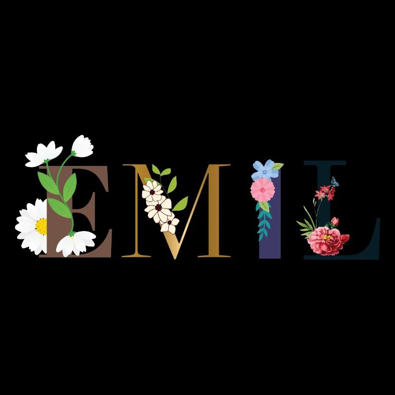 Le nom d’EMIL décoré de fleurs