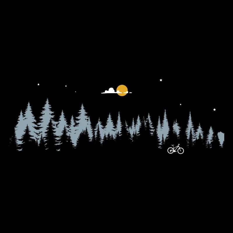 Scène de vélo de forêt au clair de lune