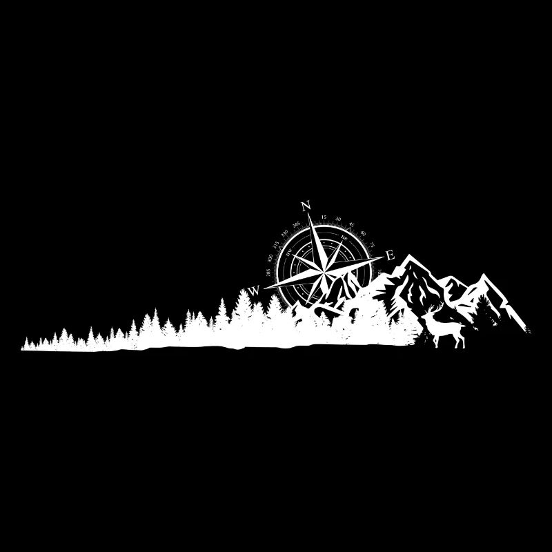 Silhouette de crête de montagne compass