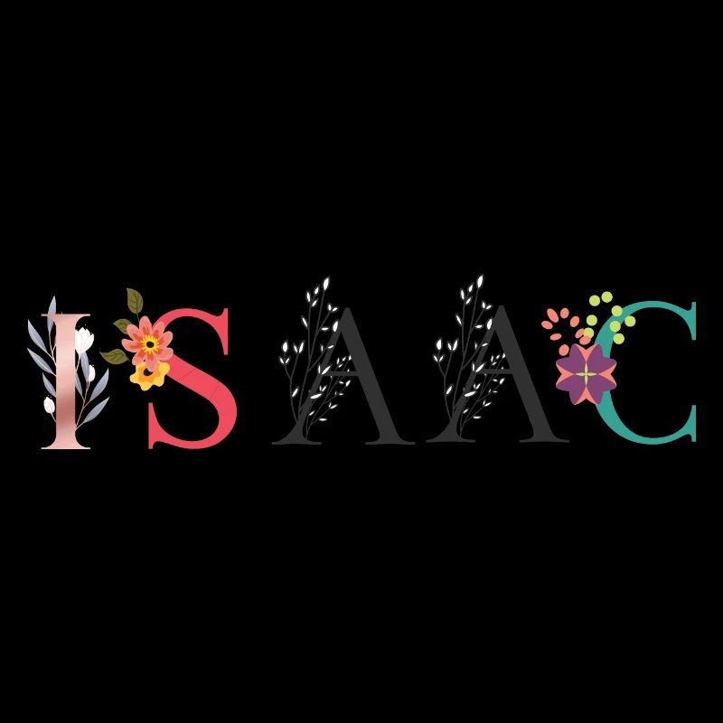 Art du nom ISAAC avec fleurs brodées