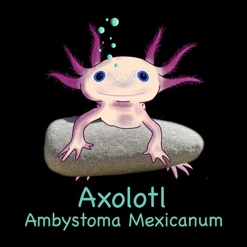 Kultiger Axolotl chillt, handgezeichnet