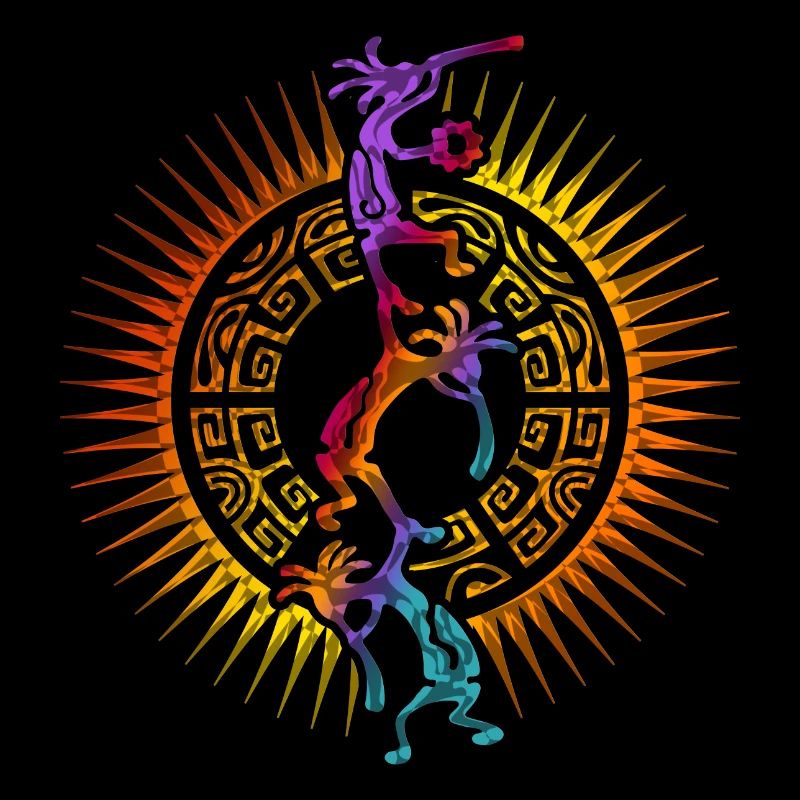 Kokopelli Musician Acrobats Mandala Sun 1