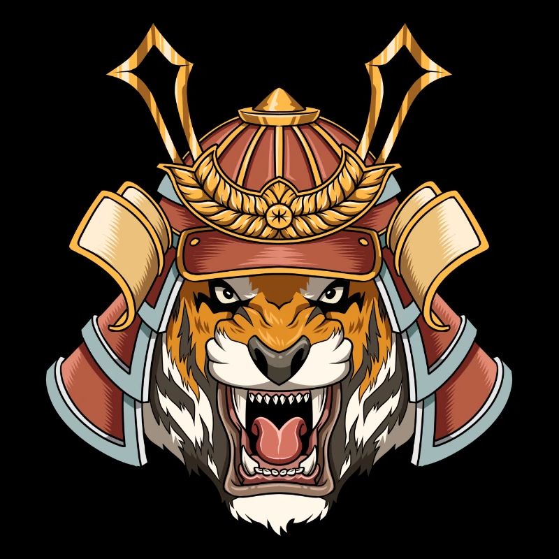 Japanischer Samurai Tiger - Katana Kämpfer