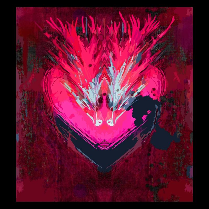 Neon Heart in Dark Red