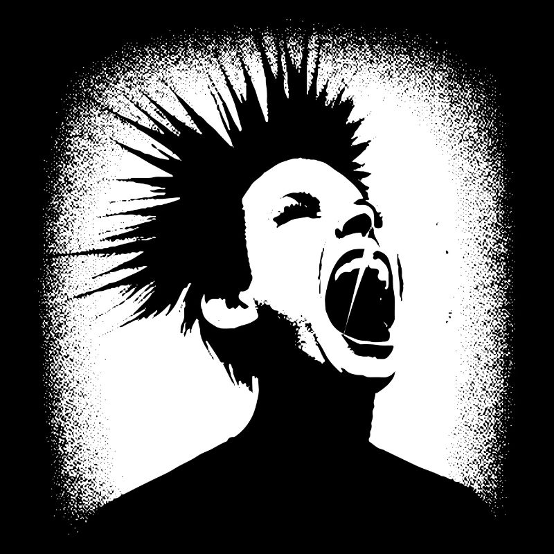 Screaming Punkrocker with Mohican Anarchy Punk