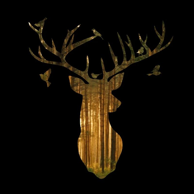 Silhouette de cerf en or