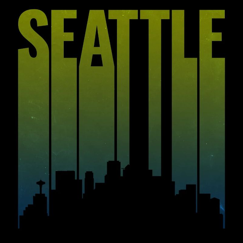 Dégradé vert de la silhouette de la ligne de Seattle