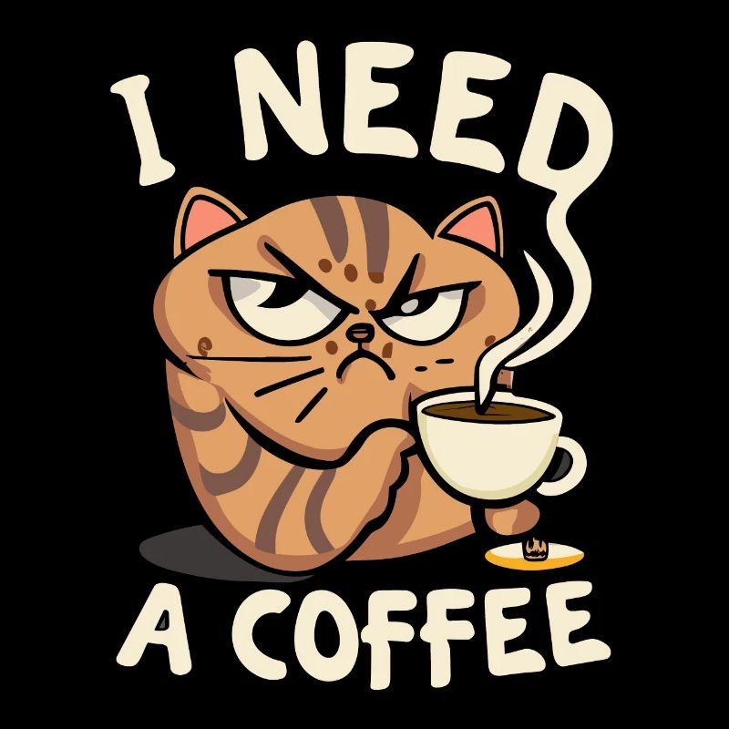Wütende Katze, die ihren Kaffee braucht