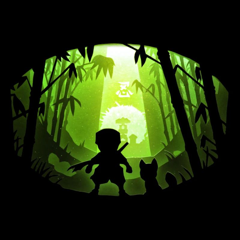 Scherenschnitt – kleiner Ninja und sein Fuchs