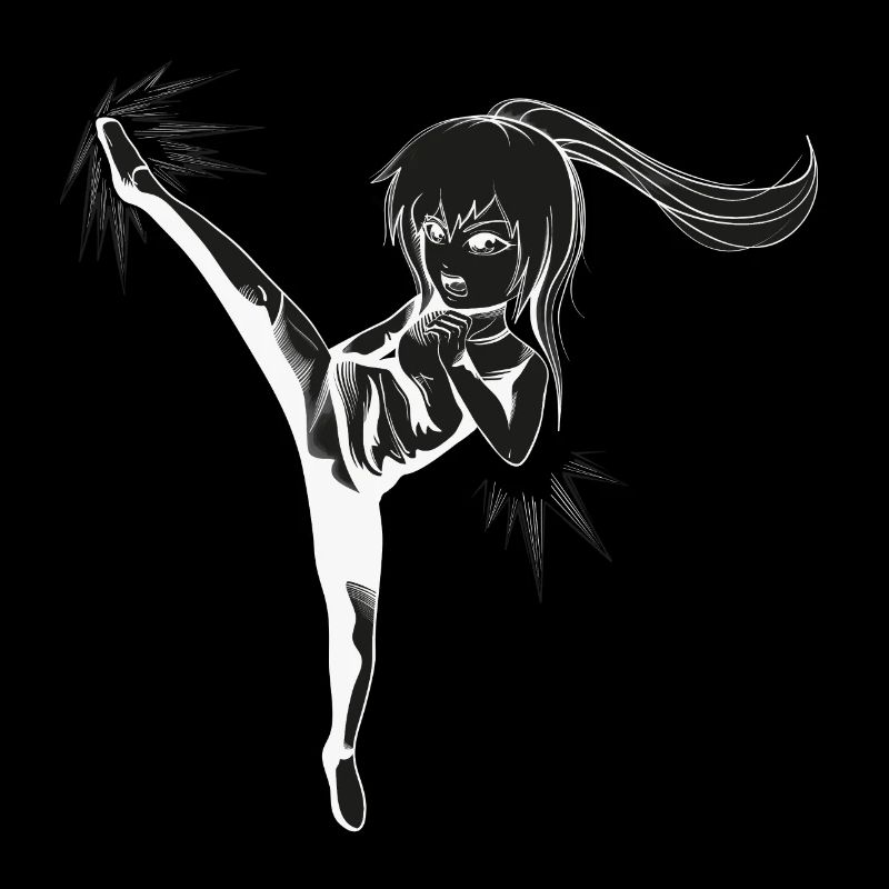Chibi Girl mit kick - white