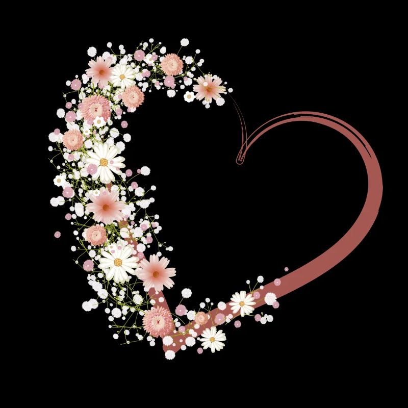 Coeur calligraphie embelli fleurs et souffle de bébé