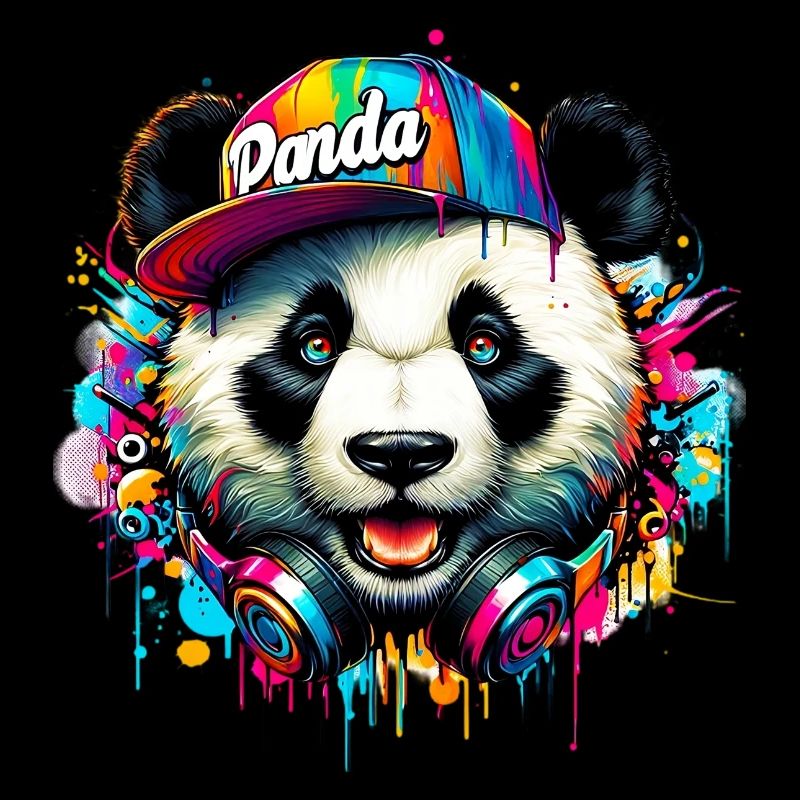 Panda DJ Deejay avec des écouteurs écoute de la musique
