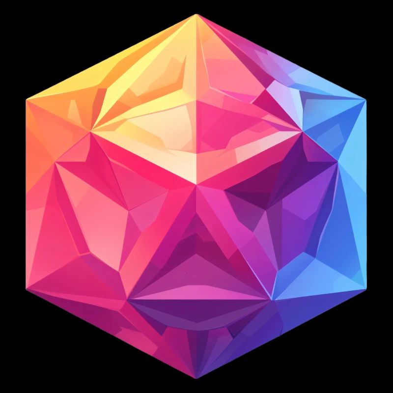 Geometric D20 Cube – Colorful RPG Design