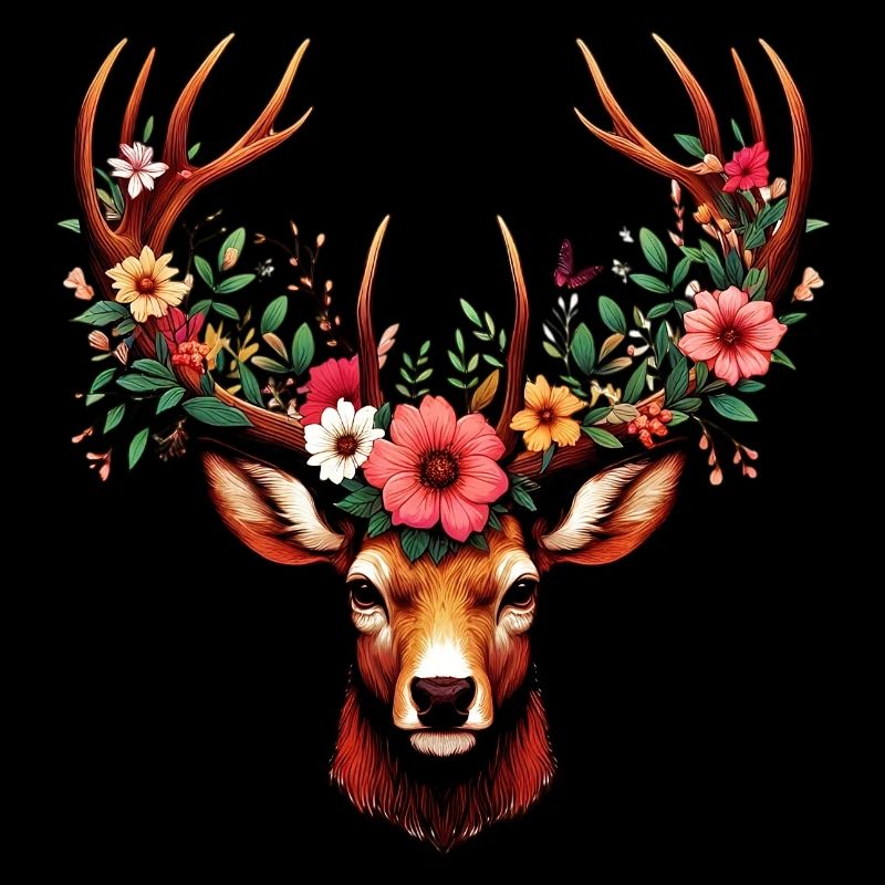 Cerf avec des fleurs
