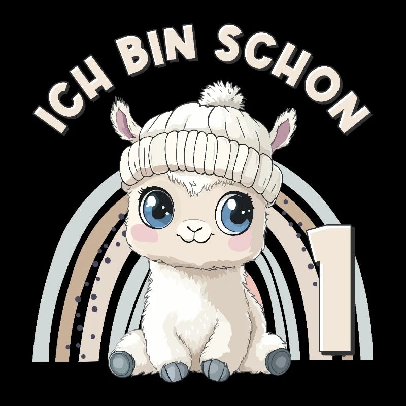 1st Birthday Alpaca Llama Rainbow Cute Cute