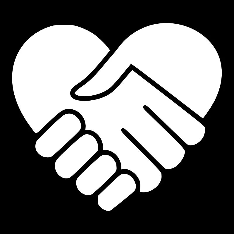 Main dans la main coeur blanc