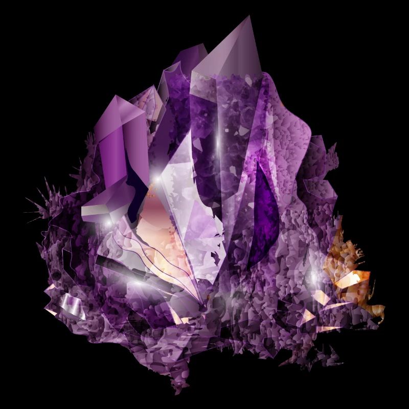 Luminous Violet Amethyst Crystal Motif