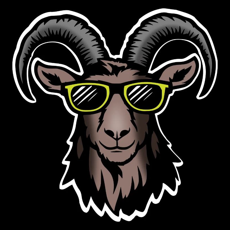 Cool mountain goat with sunglasses