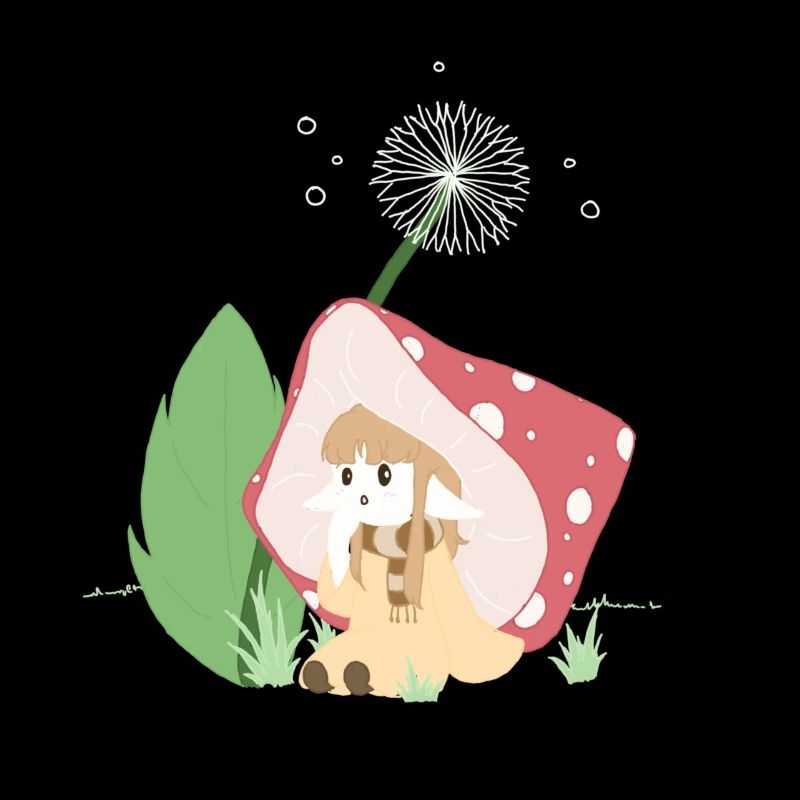 fille champignon en couleur