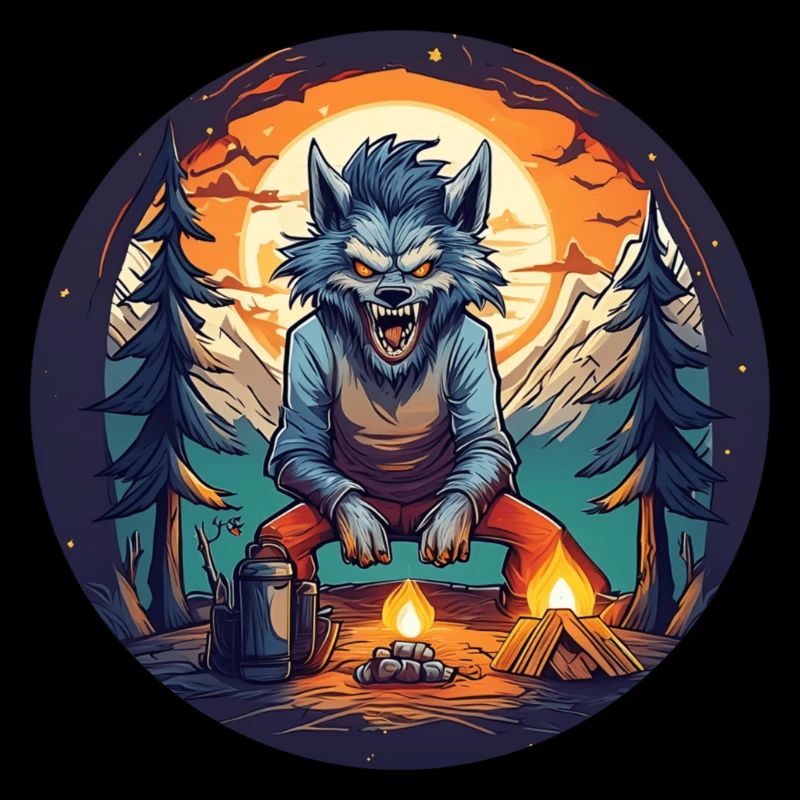 Gruseliges Halloween-partykostüm Werwolf Camping
