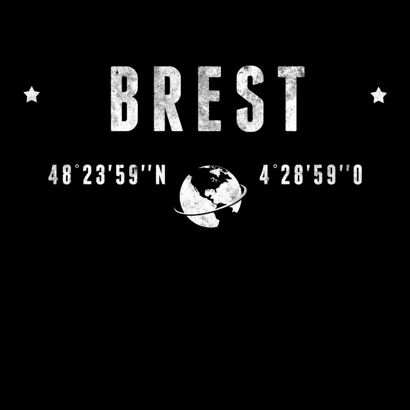 Brest Coordonnées Géographiques Stylisées