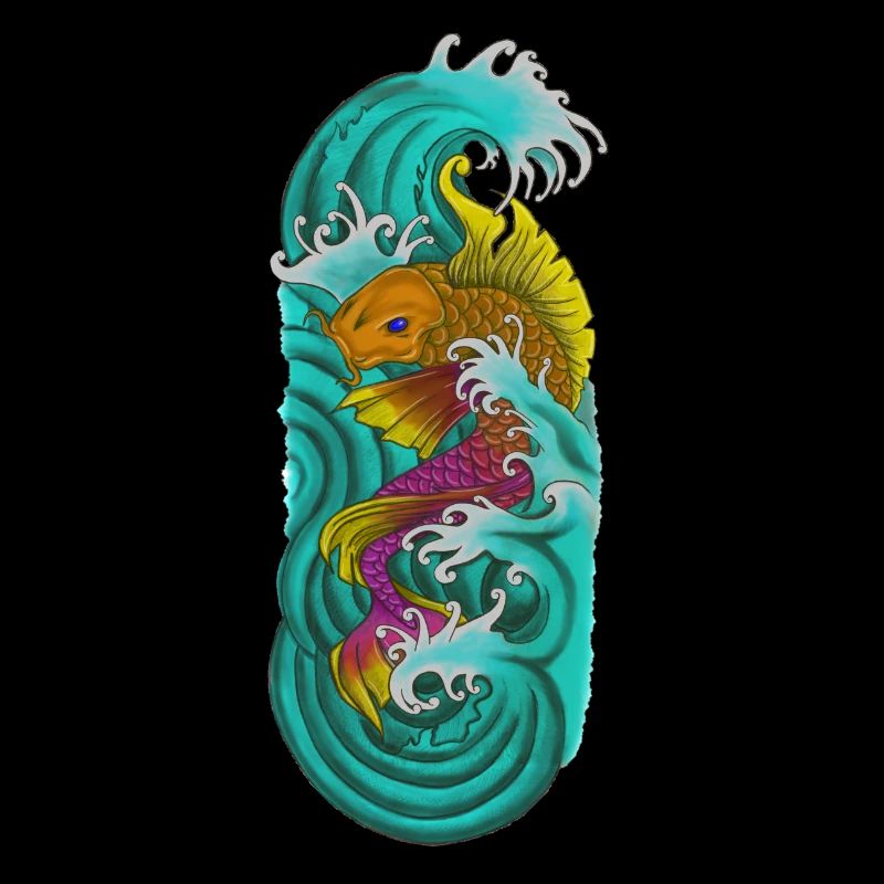 Poisson koi japonais jaune violet