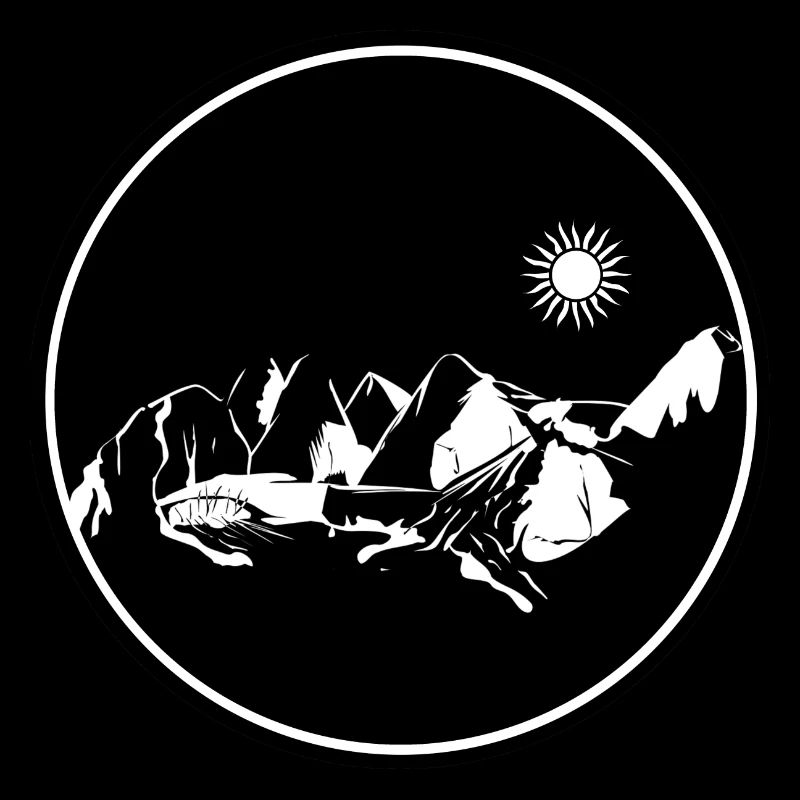 Circle Stamp Mountain Landscape Moonlight