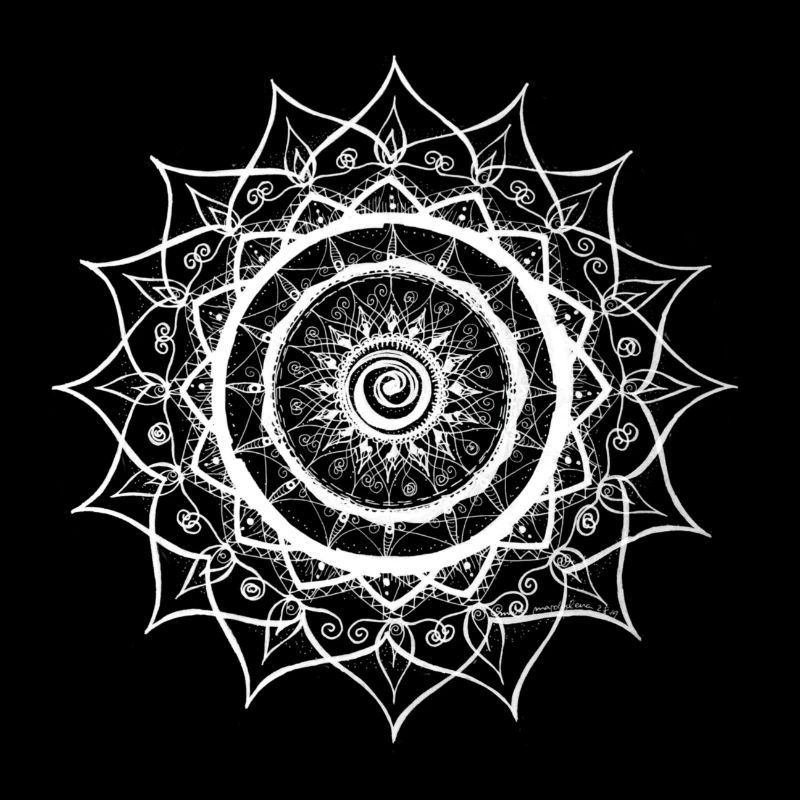 Mandala white, intuitive and hand painted