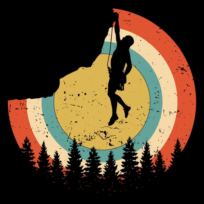 Retro rock climbing climber