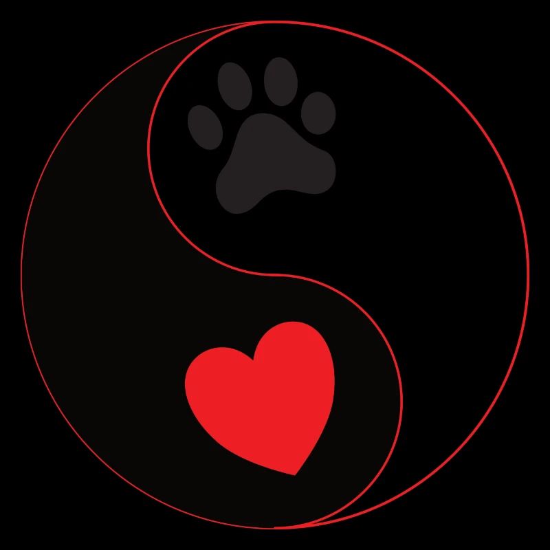 Hund - yin & yang Pfote mit Herz Hundeschule Gassi
