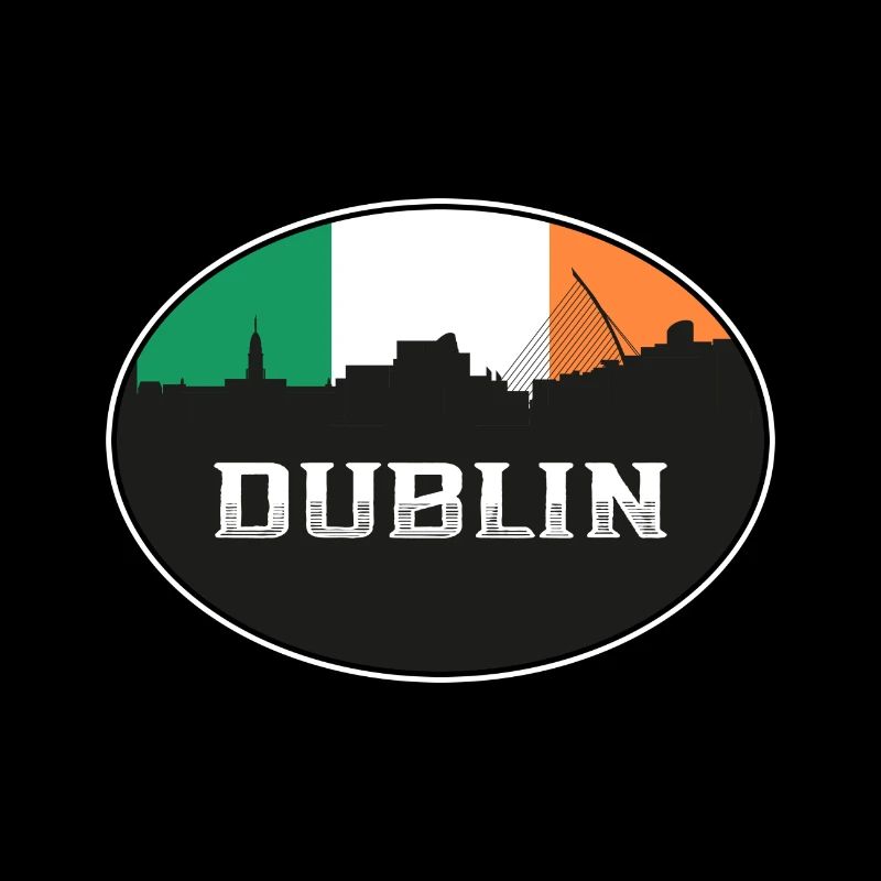 Dublin Irlande Skyline Silhouette Drapeau irlandais Trave