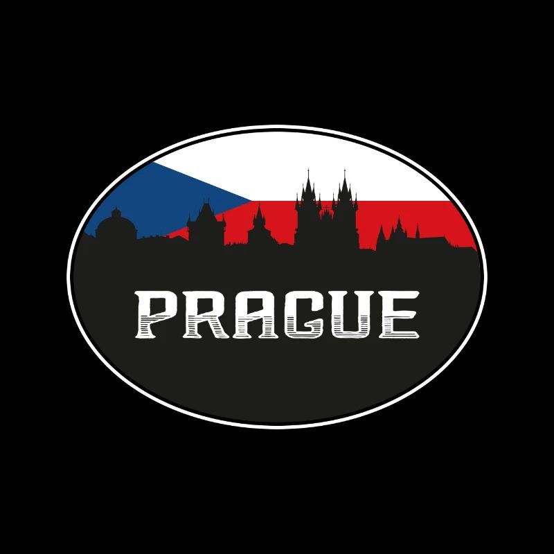 Prague Tchéquie Skyline Silhouette Drapeau tchèque
