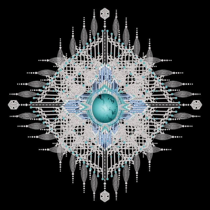 Ornament ethno artistique avec turquoise éclatante