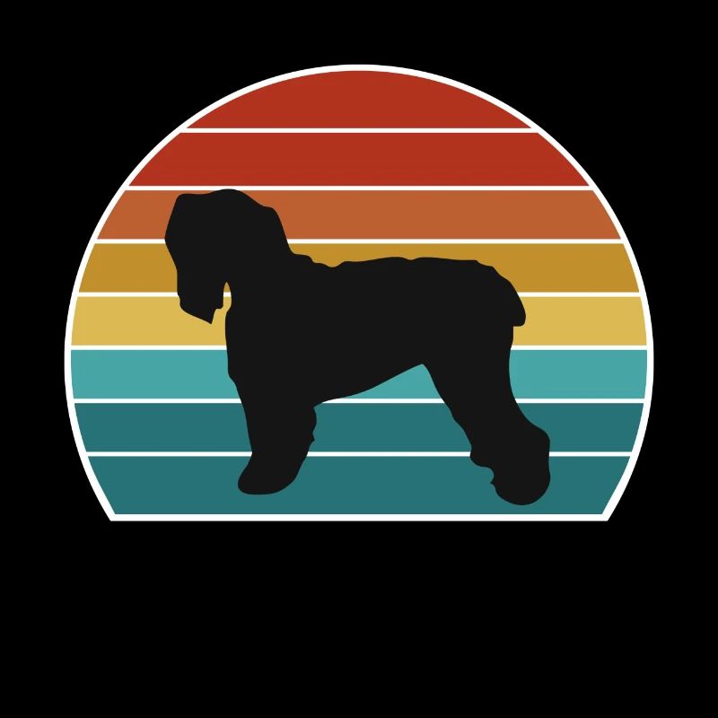 Schwarzer Russischer Terrier Hund Silhouette Vintage Sunse
