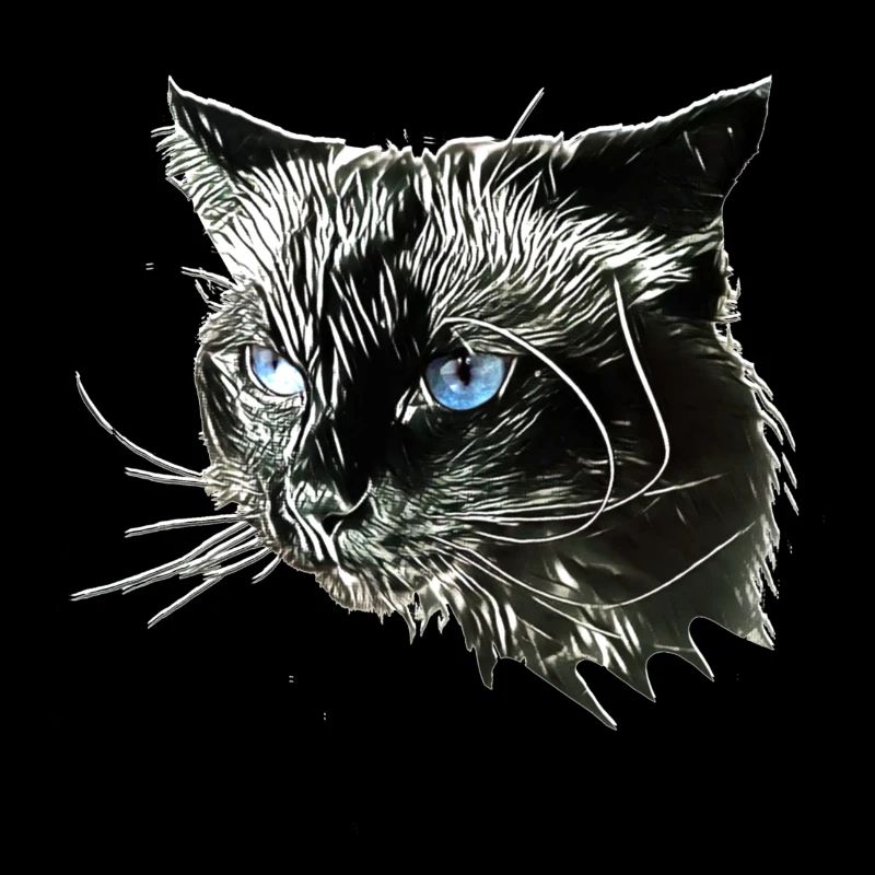 Katzenkopf mit blauen Augen – Monochrom