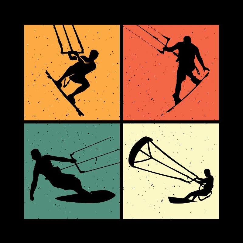 Retro kiteboarder kiteboard kitesurf kiteboarder