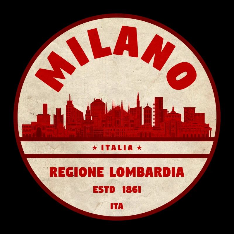 Milan Skyline Retro Abzeichen Lombardei