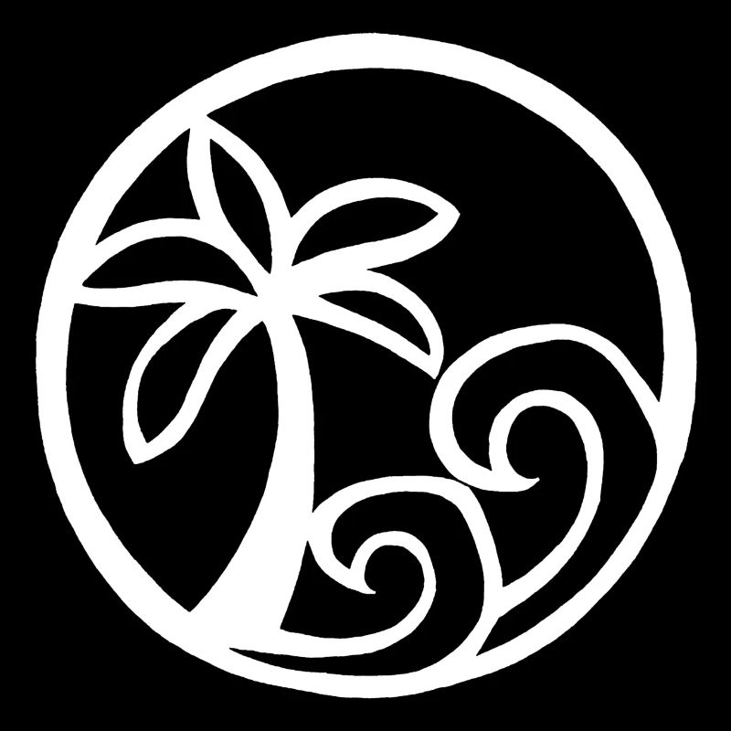 Waves and white palm tree