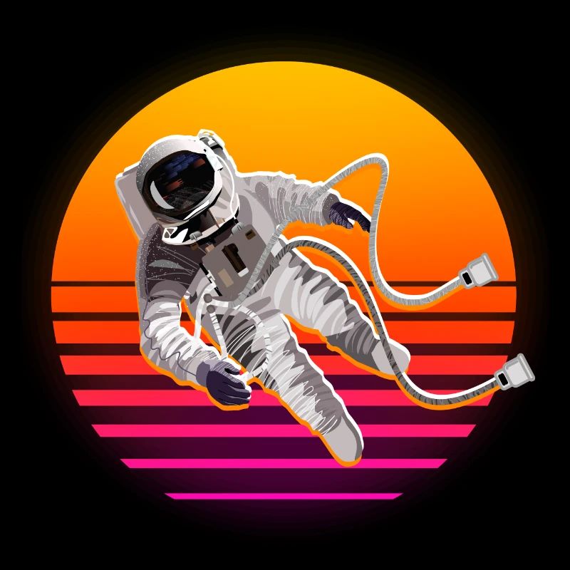 Retro Sun Astronaut Space