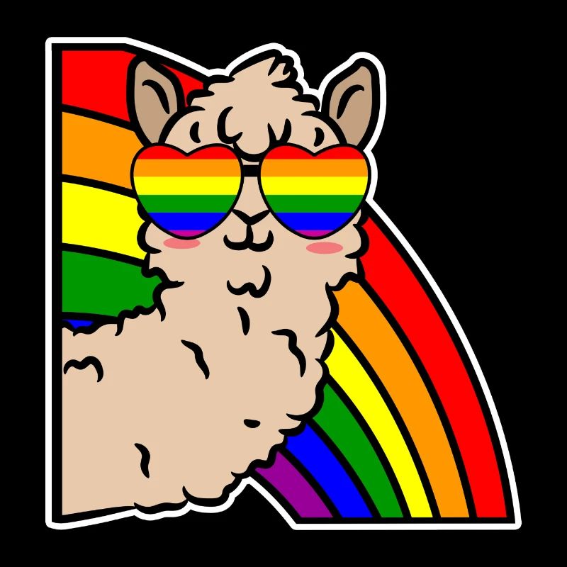Rainbow Lgbt Cool Lama Equality Heart