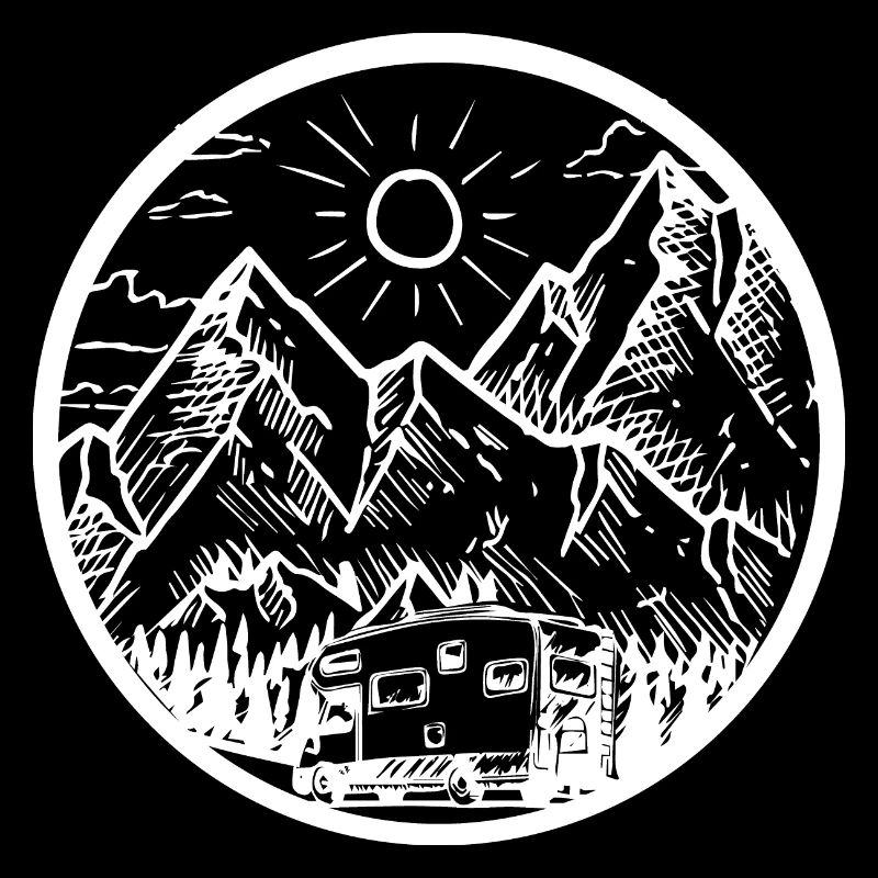 Circle - Mountain - Camping Van -