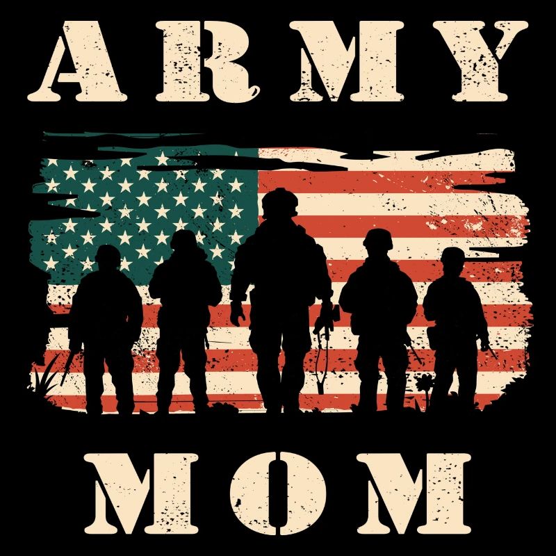 Mère de l'armée avec drapeau américain