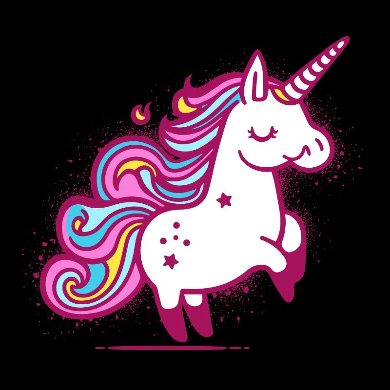 Skurrile Regenbogen Einhorn Illustration
