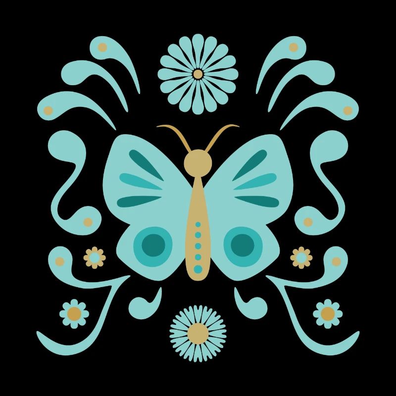 Boho Butterfly L Bleu et Or