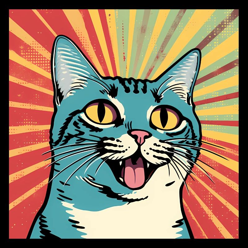 Chat souriant - Rétro Pop Art